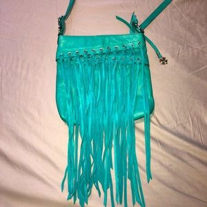 Lucky brand turquoise fringe cross body bag